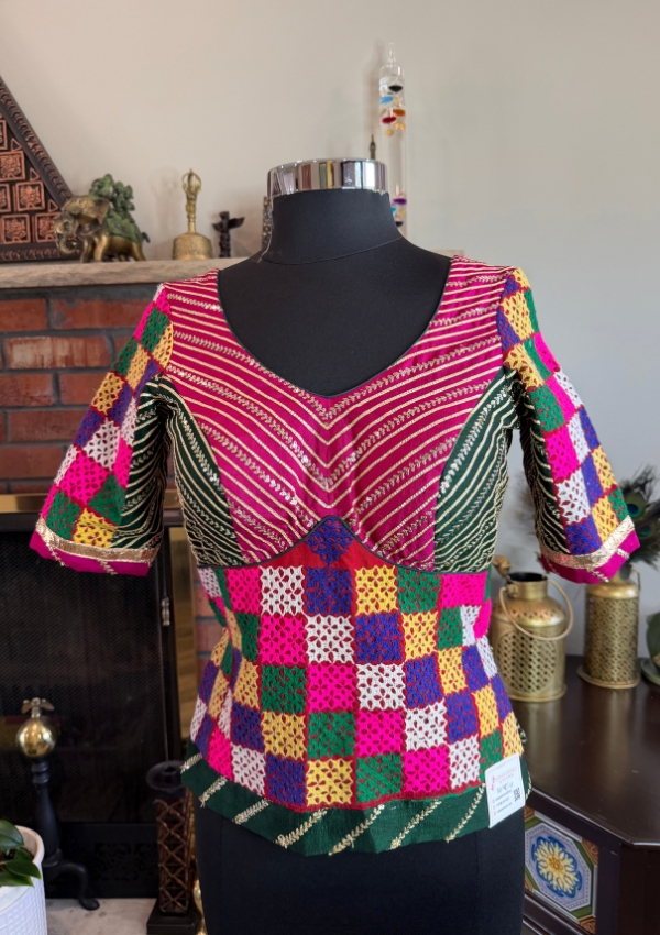 Green Pink Rabari Kedia Blouse